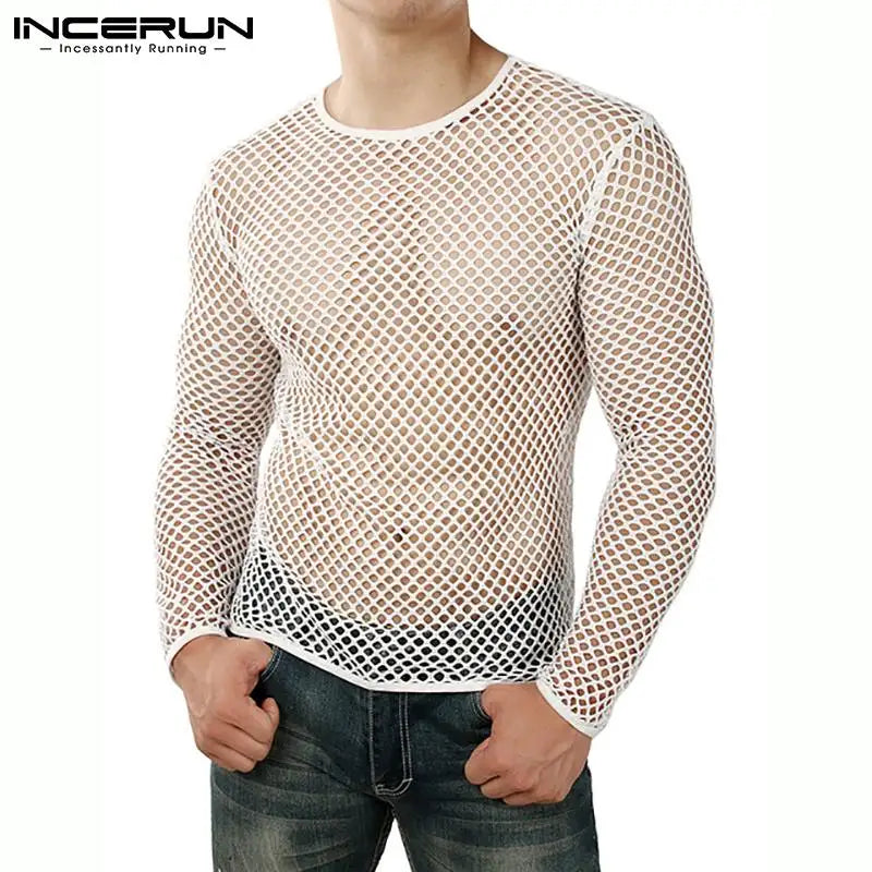 T Shirt Mesh Transparent O-neck