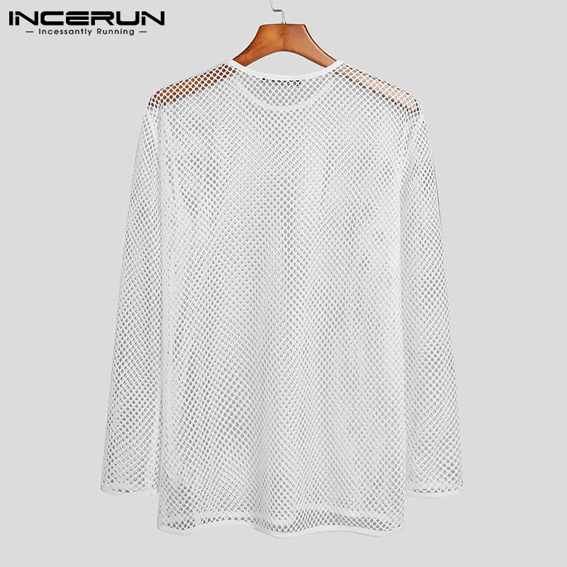 T Shirt Mesh Transparent O-neck