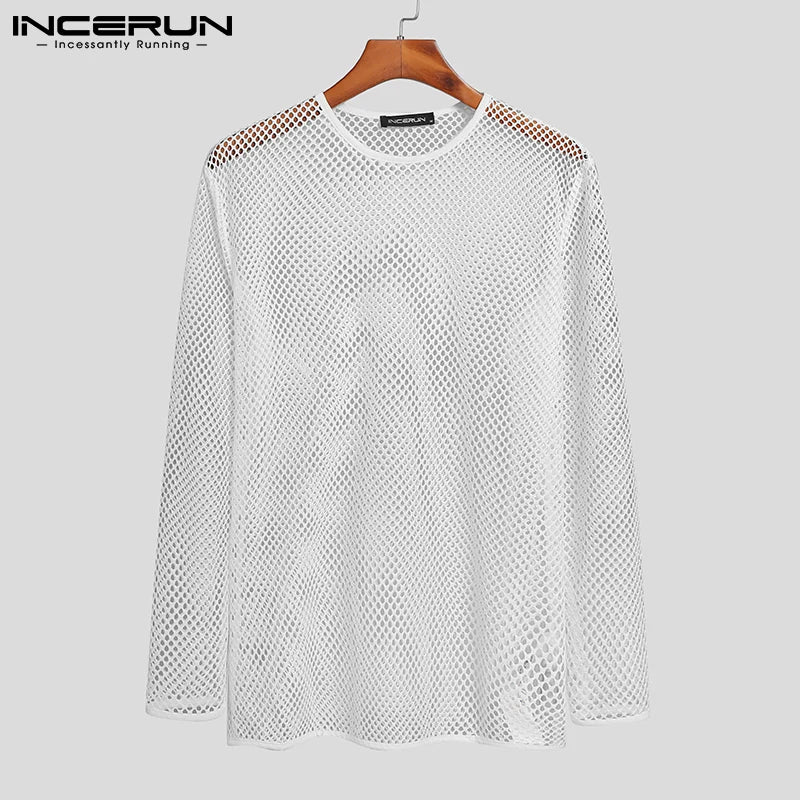 T Shirt Mesh Transparent O-neck