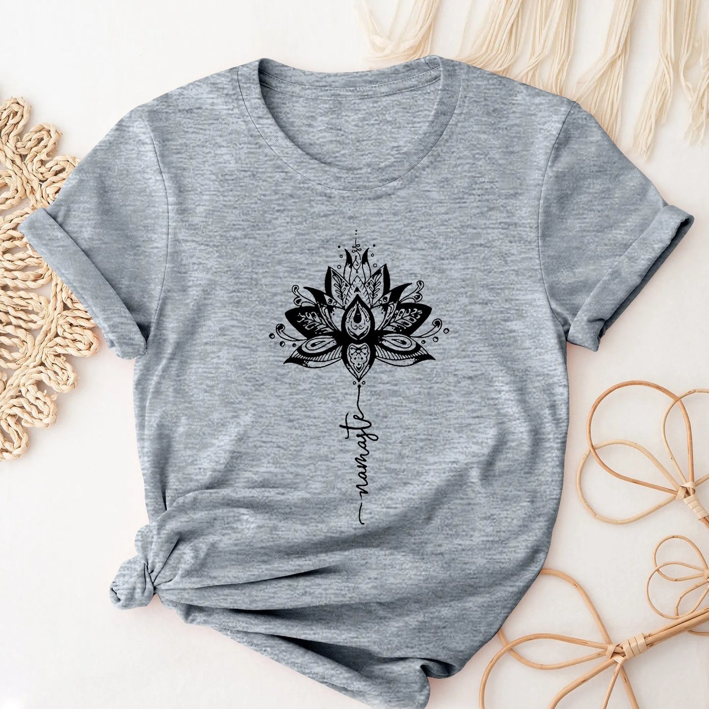 Flower & Letter Print Crew Neck T-Shirt