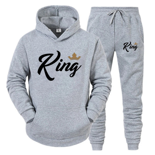 KING QUEEN Hooded Suits Hoodie and Pants 2pcs