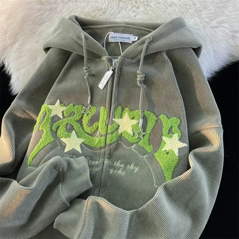 Fashion Embroidery Zip Up Hoodies