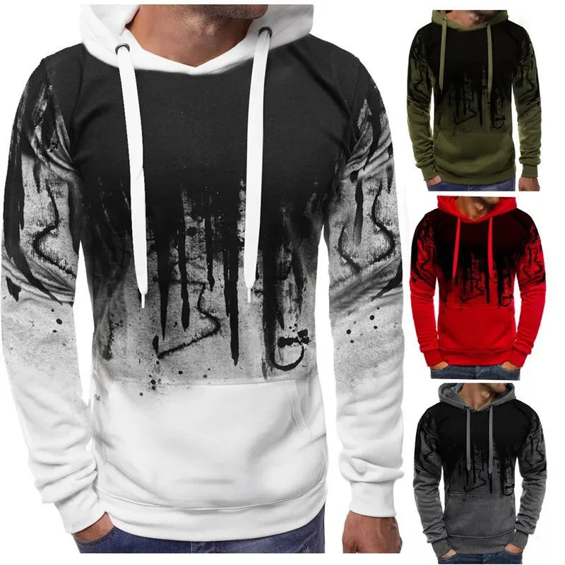 Gradient Print Men's Pullover Hooded Sweatshirt