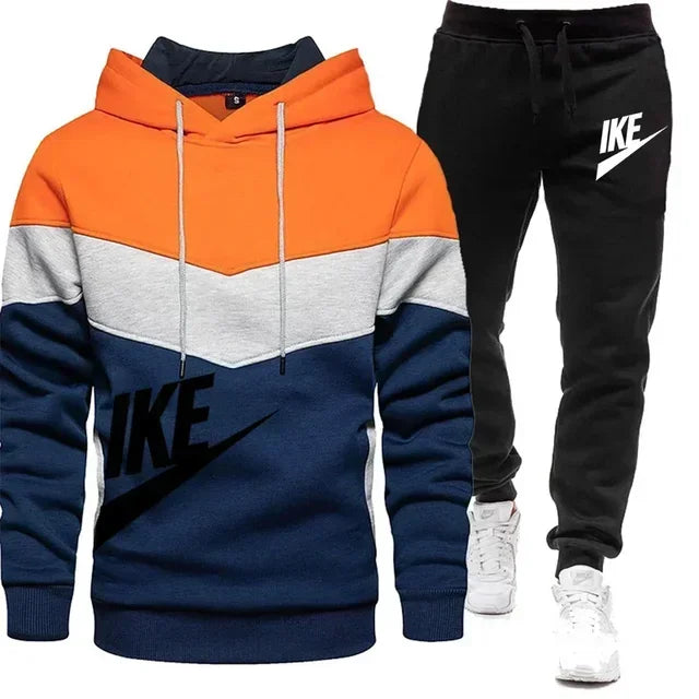 Men's Autumn Winter Sets Zipper Hoodie+Pants Pieces Casual Tracksuit