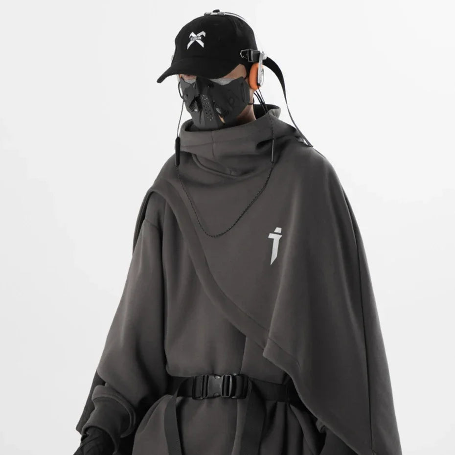 Stylish Poncho Hoodie Men's Techwear Streetwear