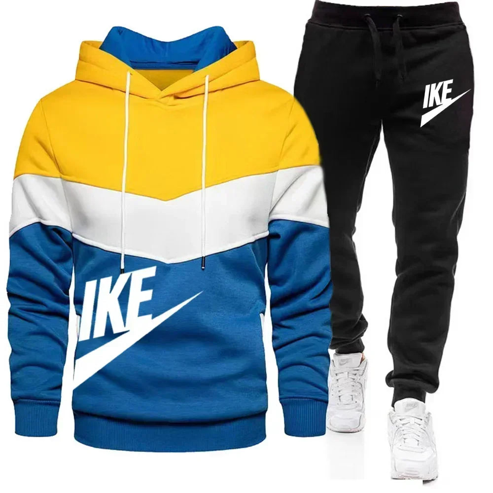 Men's Autumn Winter Sets Zipper Hoodie+Pants Pieces Casual Tracksuit