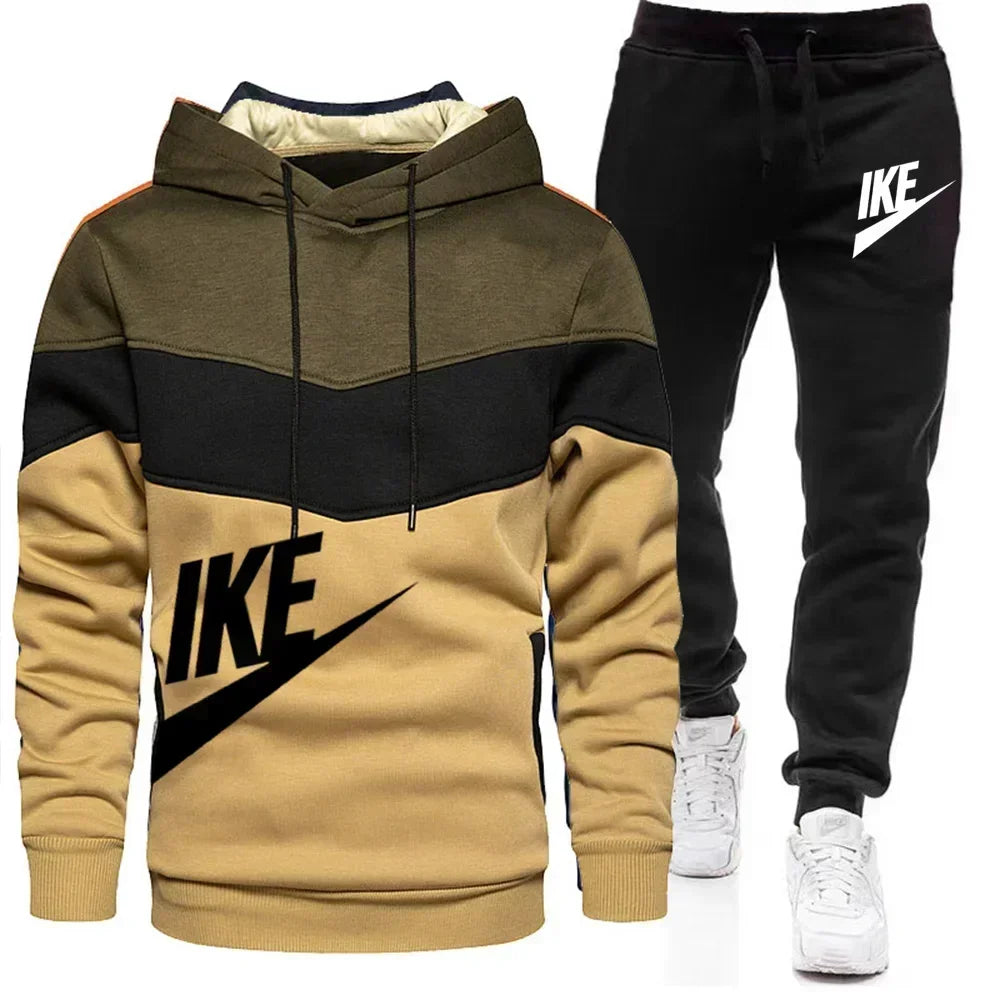 Men's Autumn Winter Sets Zipper Hoodie+Pants Pieces Casual Tracksuit