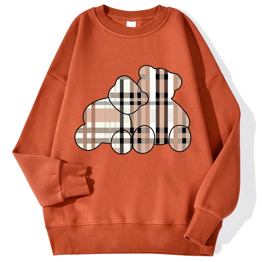 Casual Women Sweatshirts Teddy Bear Printing Sweater Shirt