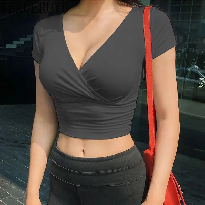 Black Sexy V-neck T-shirt