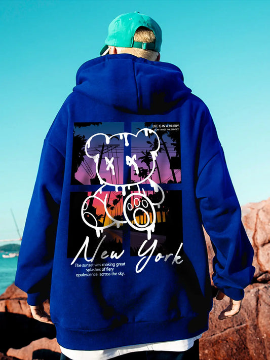 New York Art Word Cartoon Bear Sunset