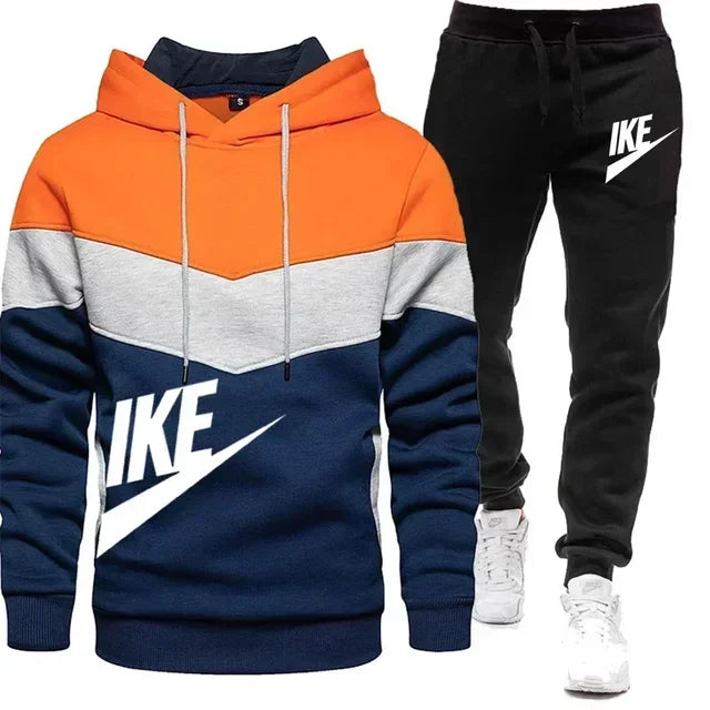 Men's Autumn Winter Sets Zipper Hoodie+Pants Pieces Casual Tracksuit