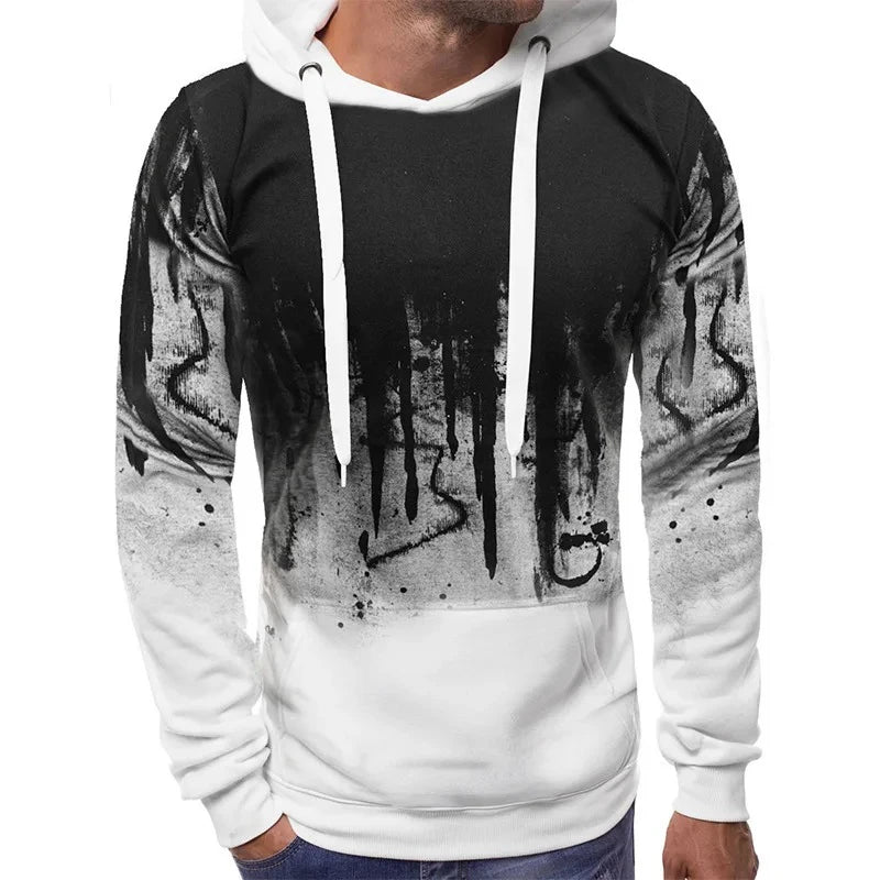 Gradient Print Men's Pullover Hooded Sweatshirt