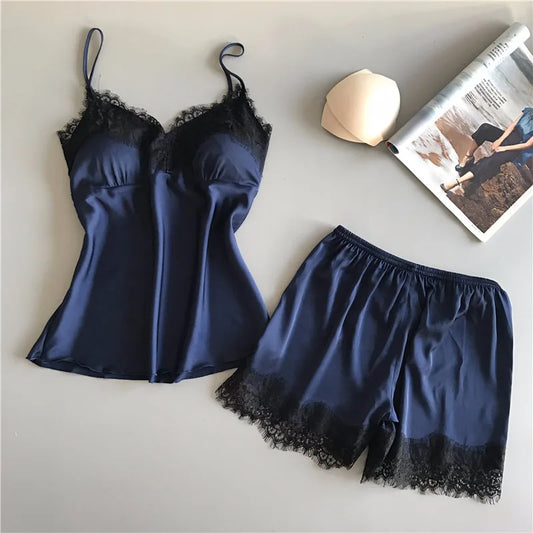 Sexy Ice Silk Lace Two Piece Set