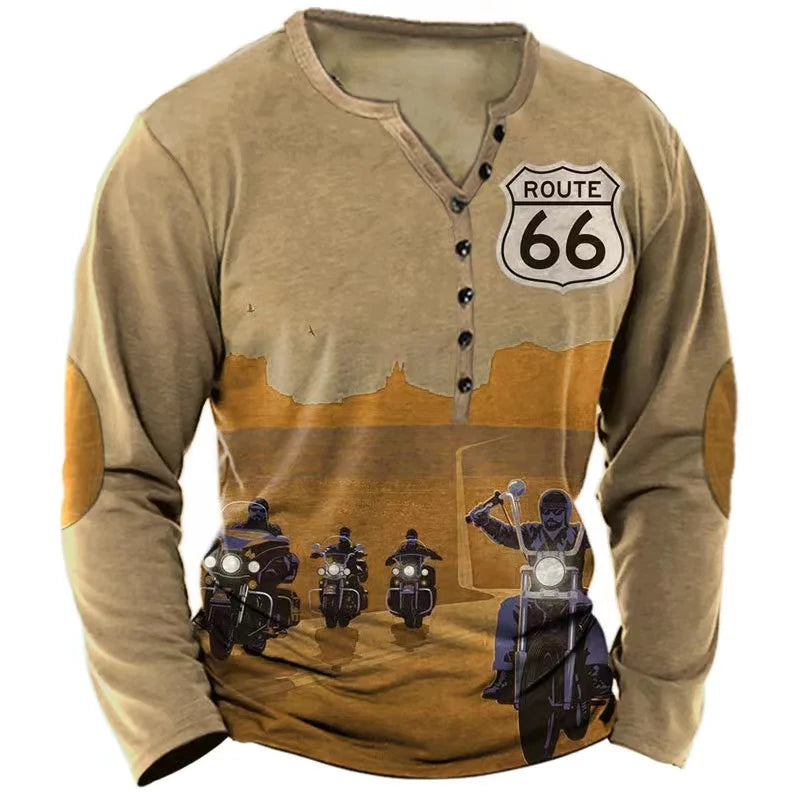 Usa Route 66 Letter Graphic Oversized Loose Clothing