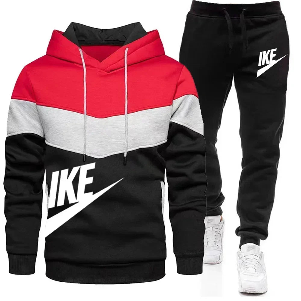 Men's Autumn Winter Sets Zipper Hoodie+Pants Pieces Casual Tracksuit