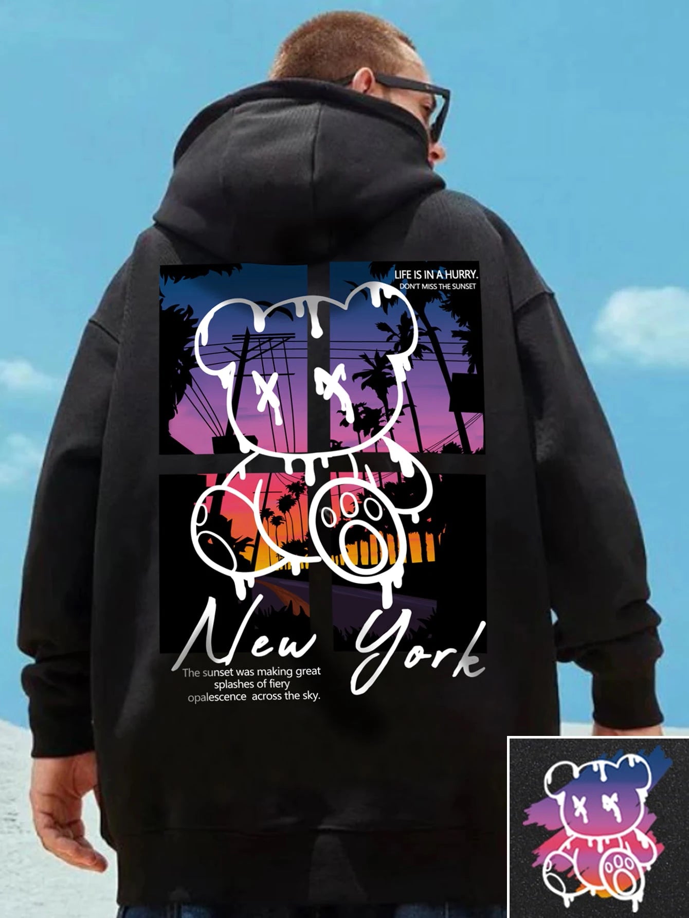 New York Art Word Cartoon Bear Sunset