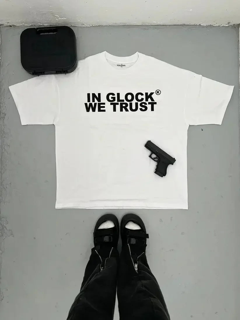 Kixkz Fashion Brand Summer Harajuku Loose Women T-shirt IN GLOCK WE TRUST