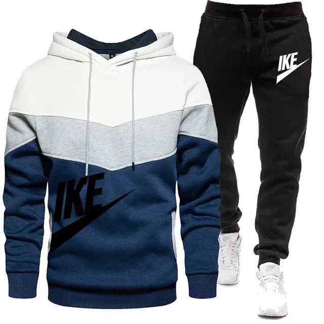 Men's Autumn Winter Sets Zipper Hoodie+Pants Pieces Casual Tracksuit