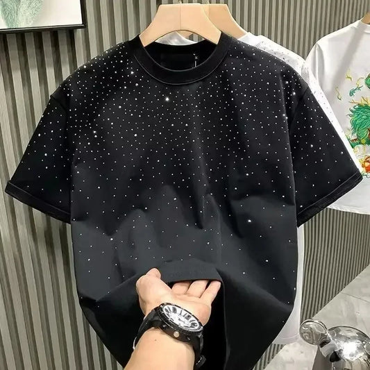 Rhinestone Rivet T-shirt Round