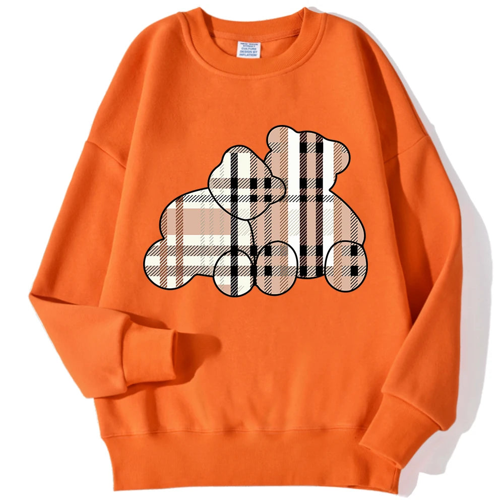 Casual Women Sweatshirts Teddy Bear Printing Sweater Shirt