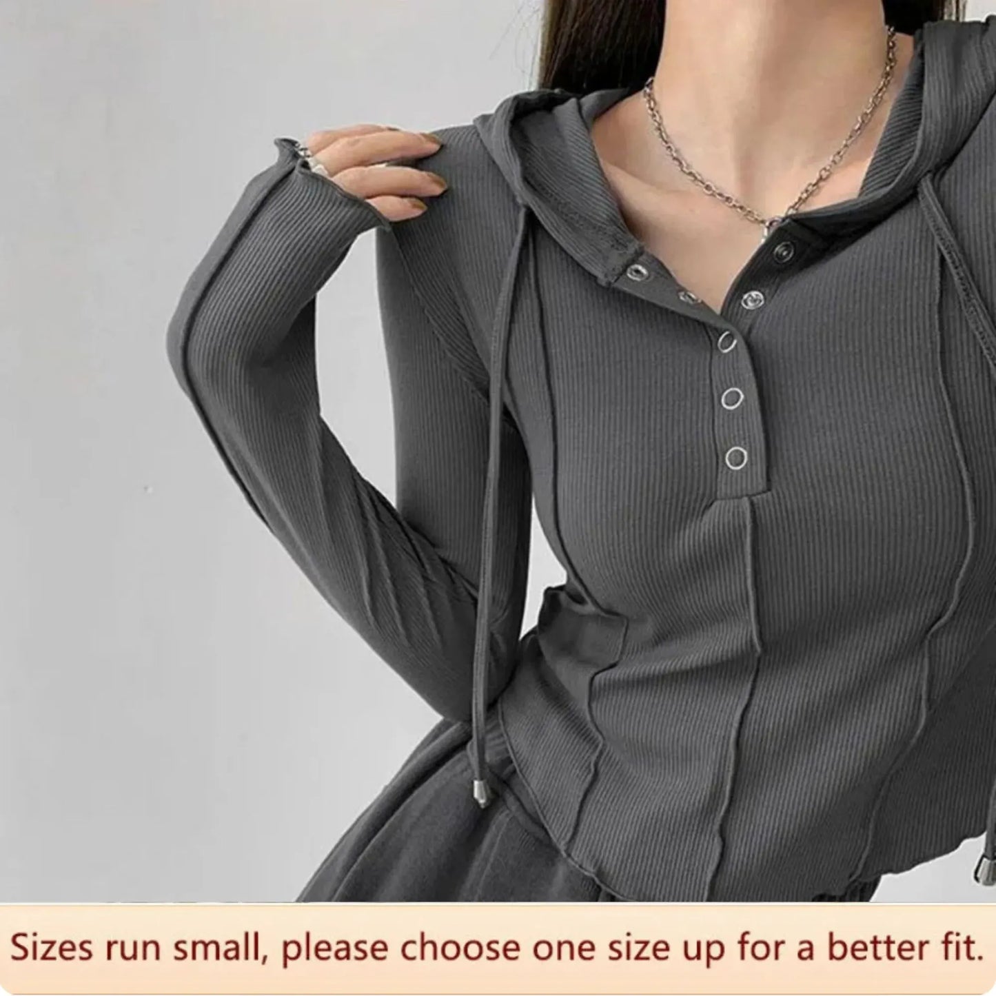 Rimocy Hooded Button Up Lady Crop Top