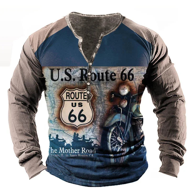 Usa Route 66 Letter Graphic Oversized Loose Clothing