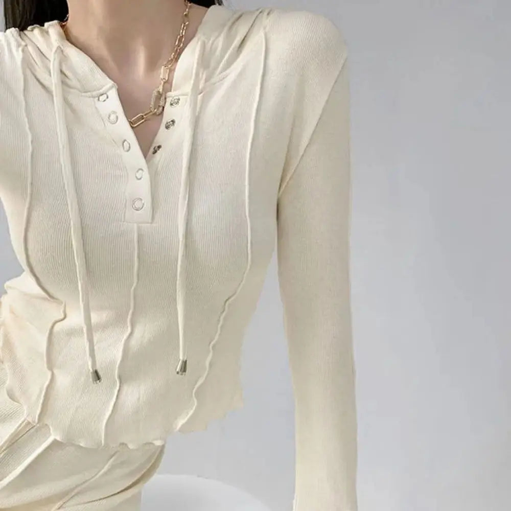 Rimocy Hooded Button Up Lady Crop Top