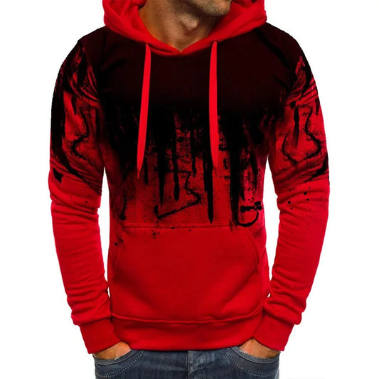 Gradient Print Men's Pullover Hooded Sweatshirt