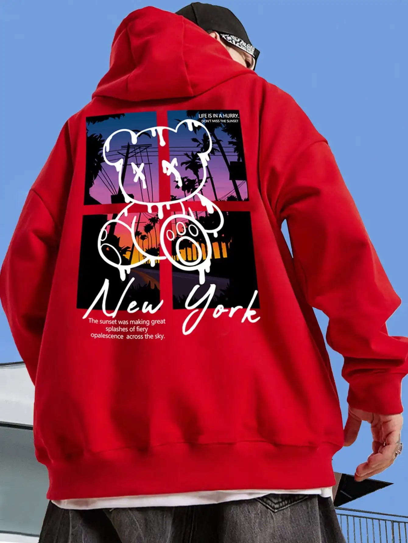 New York Art Word Cartoon Bear Sunset