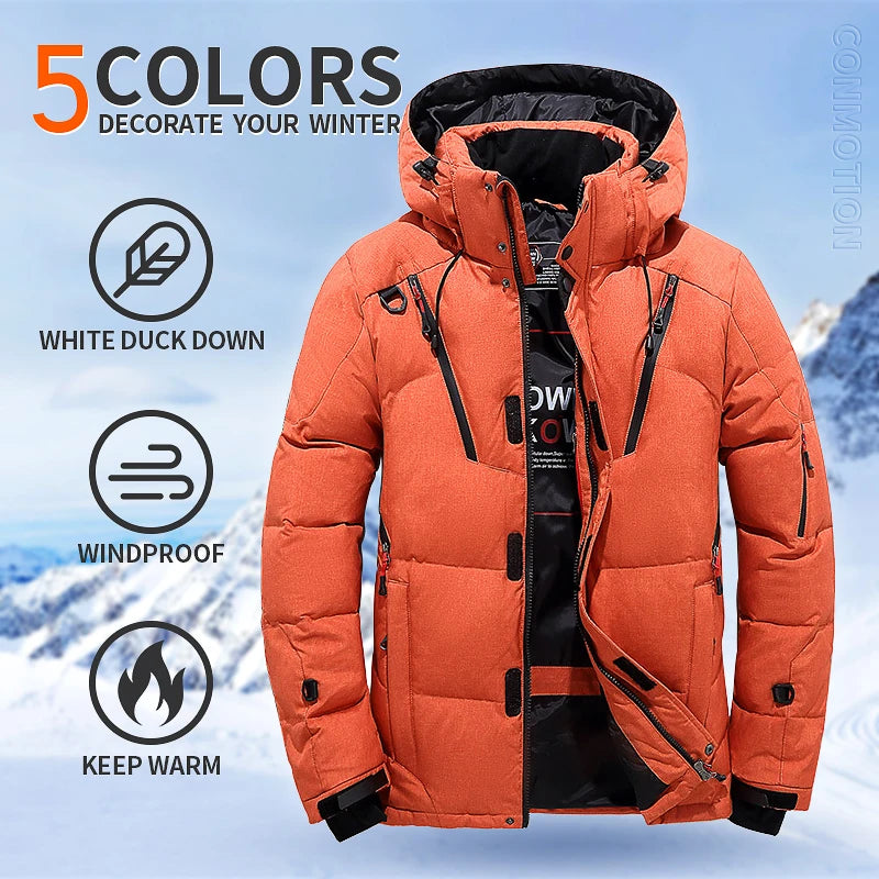 Winter Down Jacket Men White Duck Coat Windproof