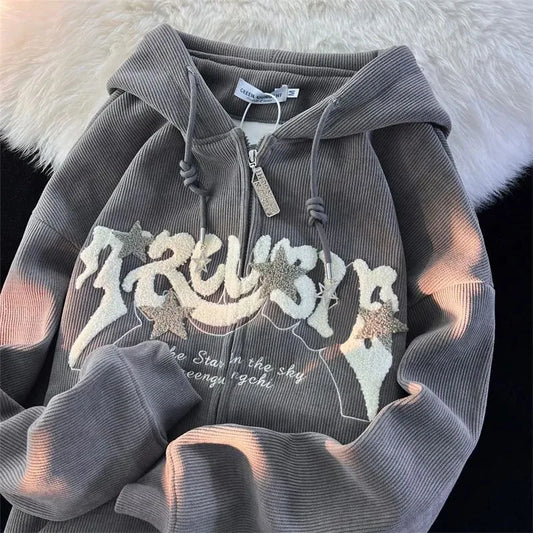 Fashion Embroidery Zip Up Hoodies