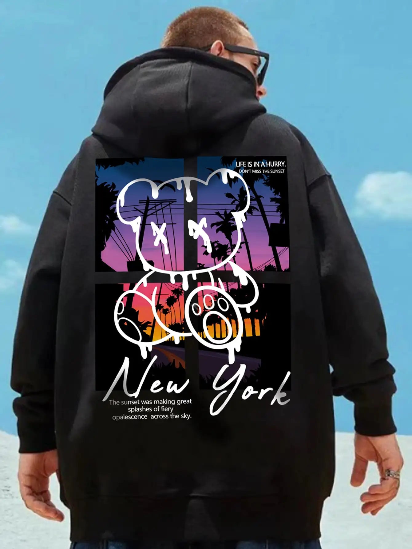 New York Art Word Cartoon Bear Sunset