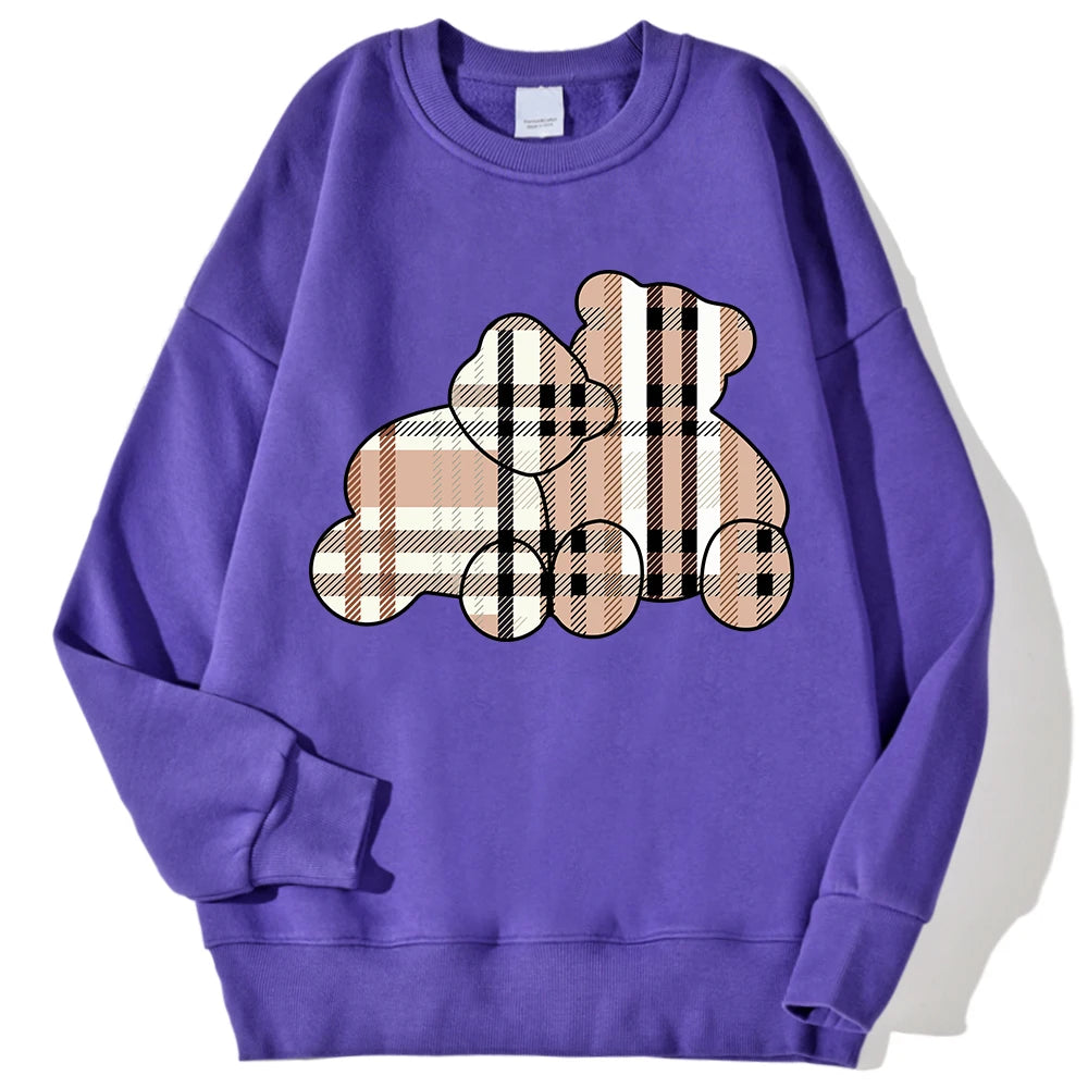 Casual Women Sweatshirts Teddy Bear Printing Sweater Shirt