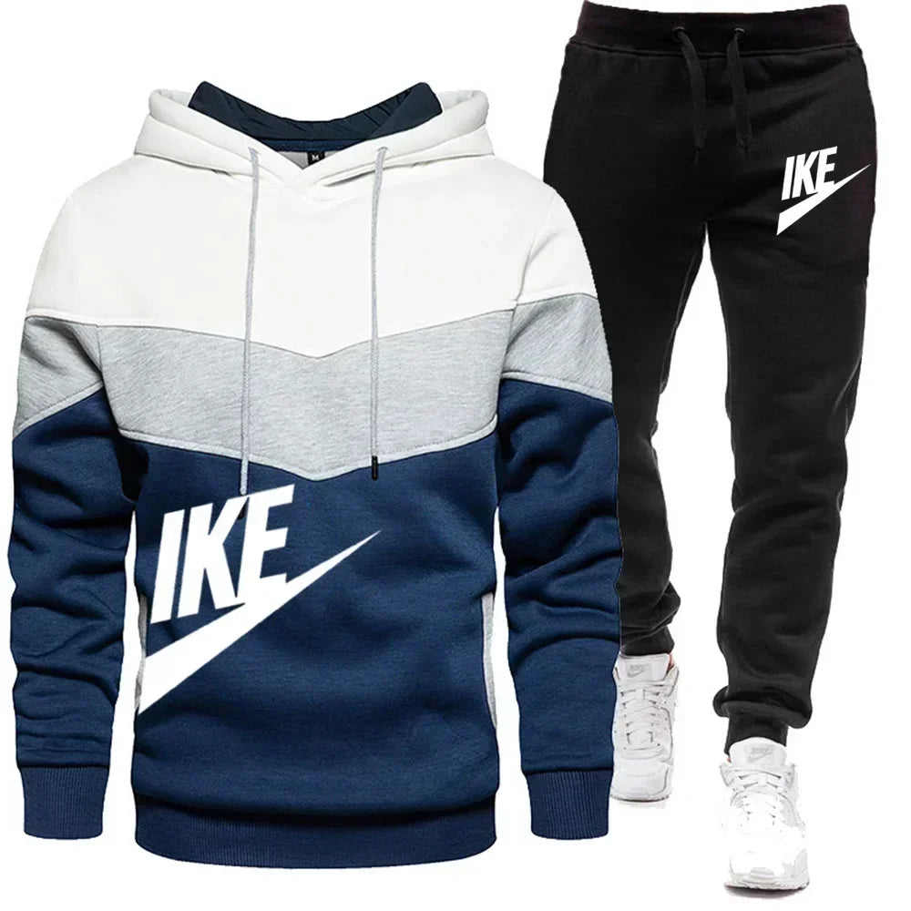 Men's Autumn Winter Sets Zipper Hoodie+Pants Pieces Casual Tracksuit