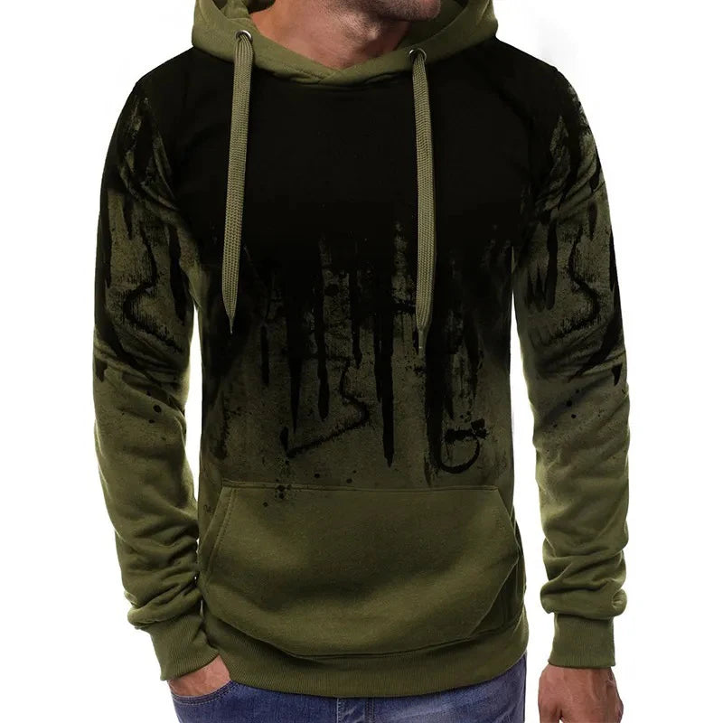 Gradient Print Men's Pullover Hooded Sweatshirt