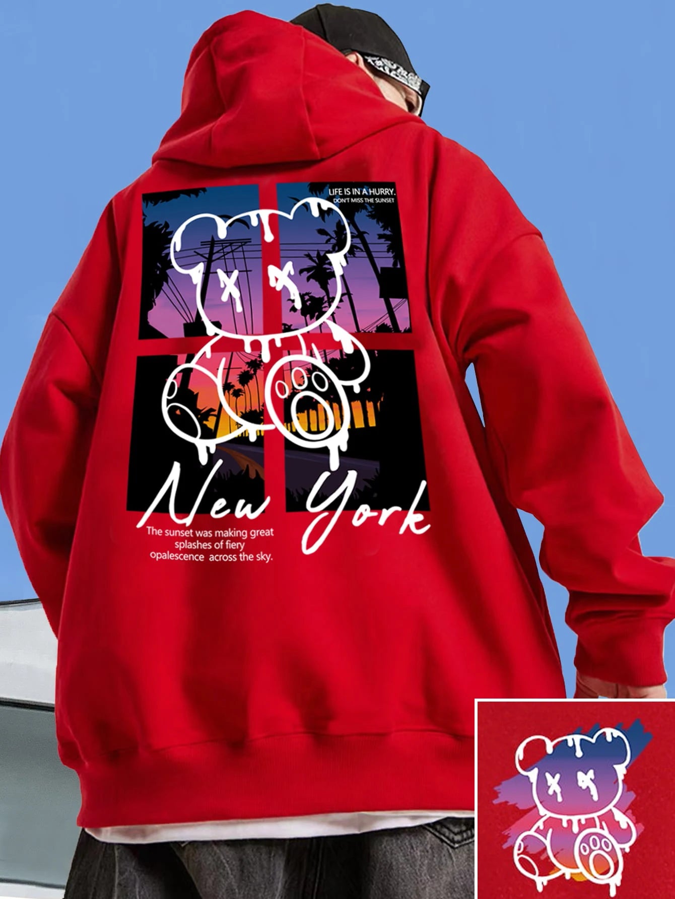 New York Art Word Cartoon Bear Sunset