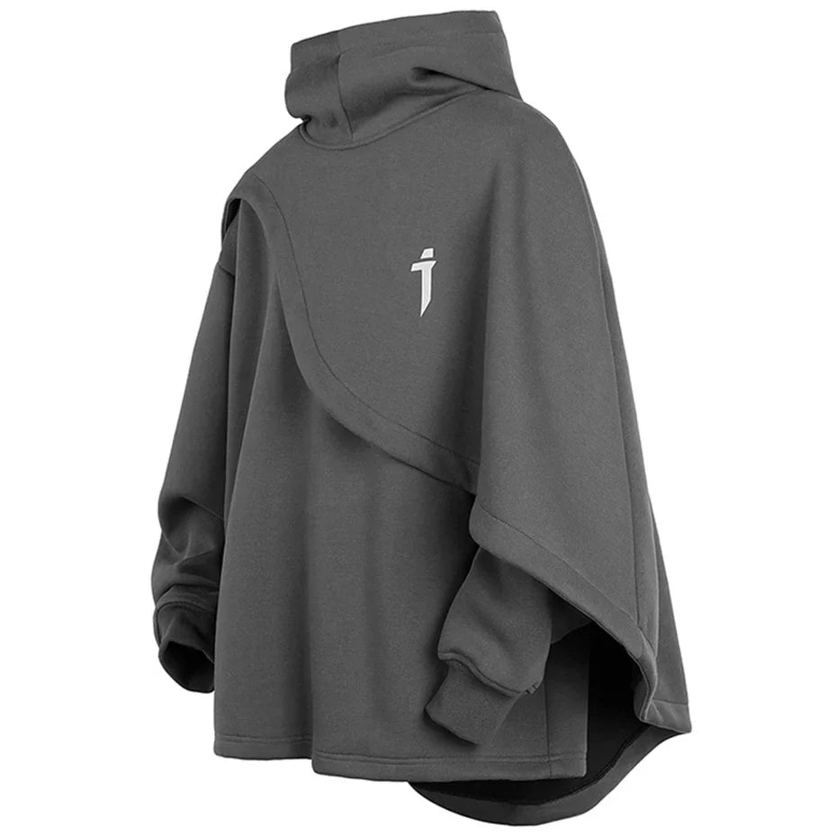 Stylish Poncho Hoodie Men's Techwear Streetwear