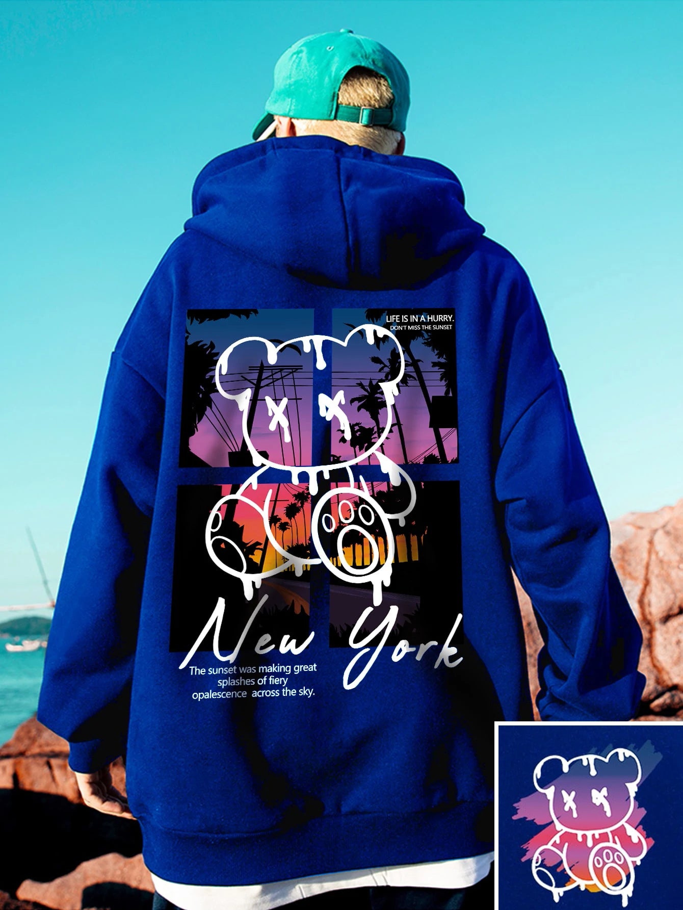 New York Art Word Cartoon Bear Sunset