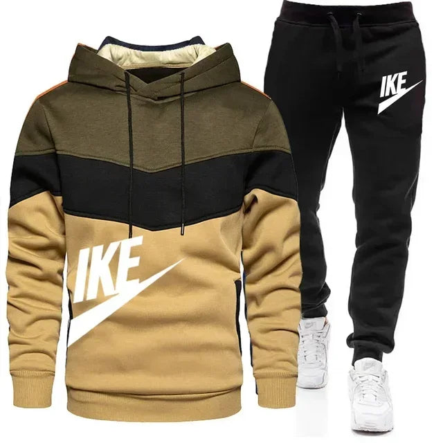 Men's Autumn Winter Sets Zipper Hoodie+Pants Pieces Casual Tracksuit