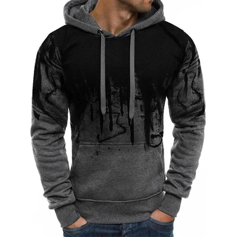 Gradient Print Men's Pullover Hooded Sweatshirt