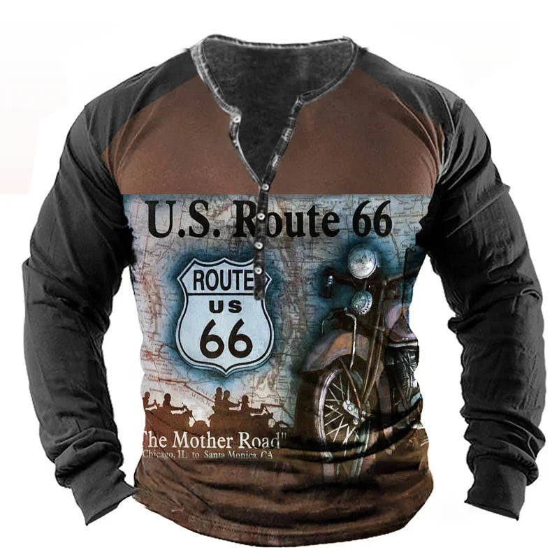 Usa Route 66 Letter Graphic Oversized Loose Clothing